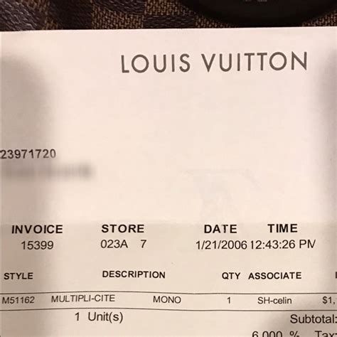 louis vuitton receipt 2021|louis vuitton purses letter l.